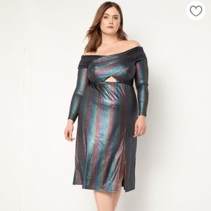 Shimmery Rainbow Off the Shoulder Eloquii Dress- Size 26